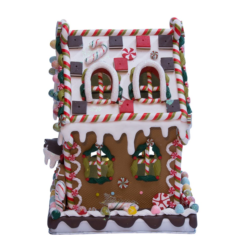 Kurt Adler 8 5/8-Inch Claydough and Metal Candy House with C7 UL Lighted Decorations